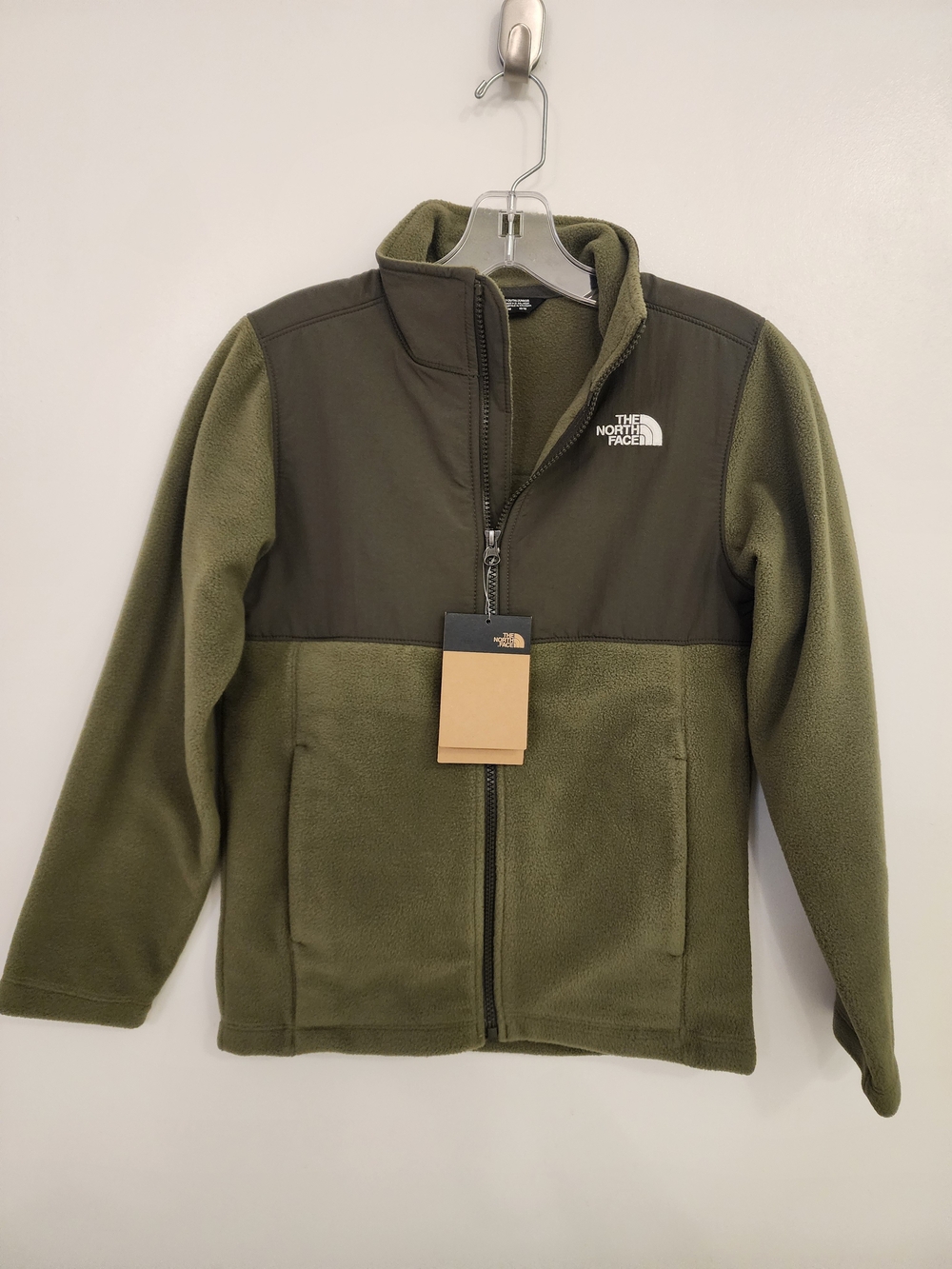 The North Face Kids Olive Green Two-Tone Fleece Jacket (Size 10/12)